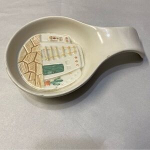 Taos Treasure Craft Ceramic Spoon Rest Hand Painted Southwest Aztec Cooking